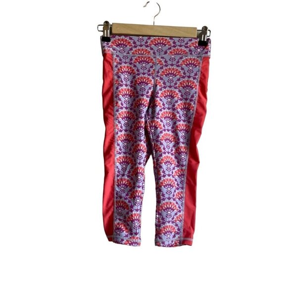 Tea Collection Other - Tea Collection Girls Size 7 Coral Pink Purple Leggings Floral Elastic Waistband